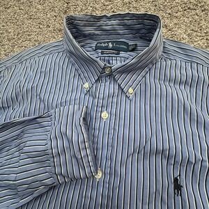 Polo Ralph Lauren Classic Fit Men's‎ 16.5 36/37 Cotton Button Down Blue Stripe
